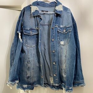 Distressed jean jacket